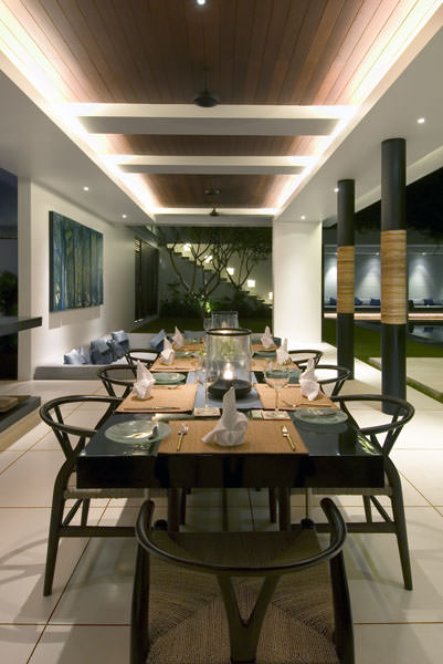 Bali Villa Aqua Dining area at night